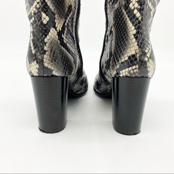 Dusano Womens Boots Size 37 Snakeskin Python Print Chunky Heeled Mobwife Retro - Picture 3 of 10